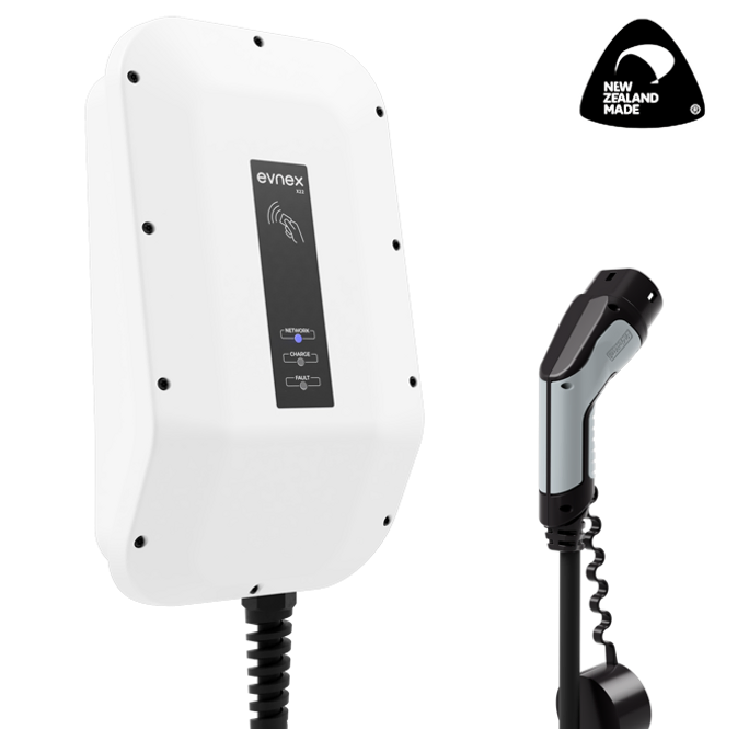 Smart EV charger with load management and solar charging capabilities. Available in single and three phase configurations with a 5 meter tethered cable or a socket outlet.